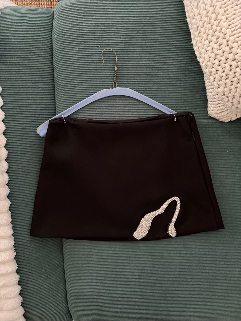 Black Mini Skirt with snake appliqué